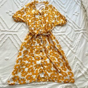 ROOLEE Happier Yellow Floral Midi Dress